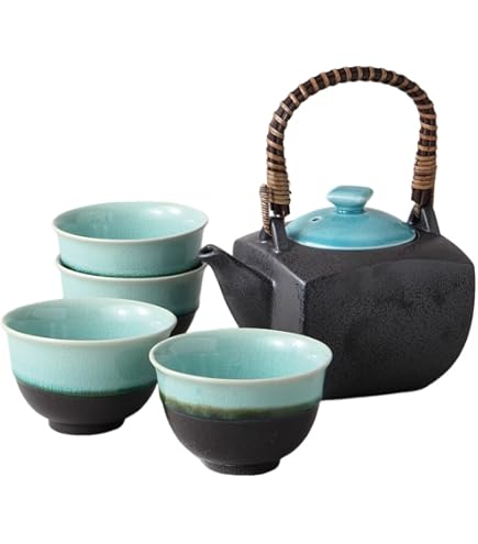 Amazon.co.jp: 【E727】人間国宝幸兵衛窯加藤幸兵衛茶器揃急須湯呑5客